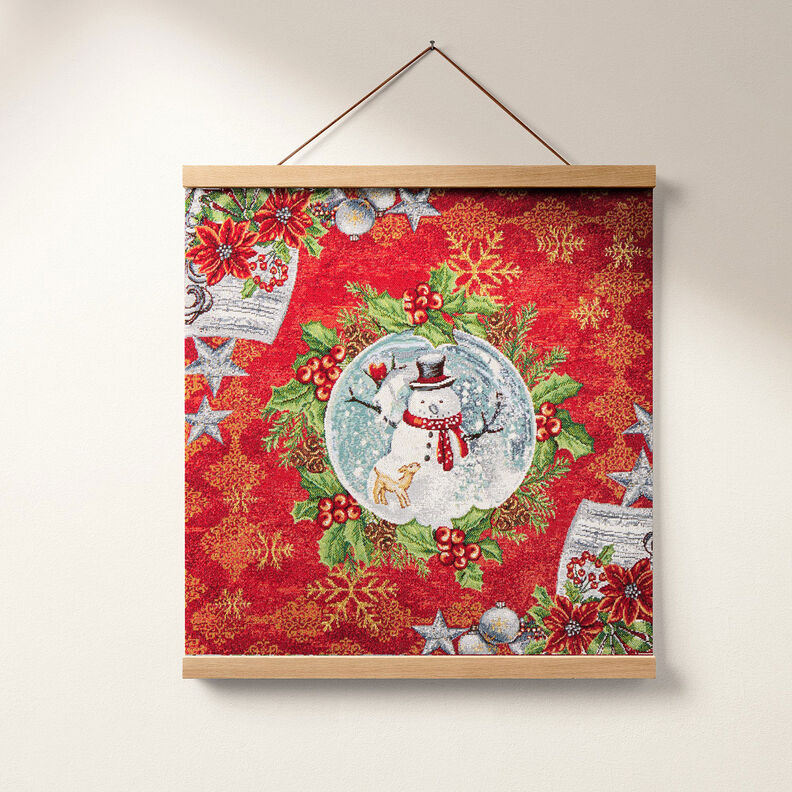 Decor Tapestry Fabric Snowman in Snow Globe – carmine,  image number 6