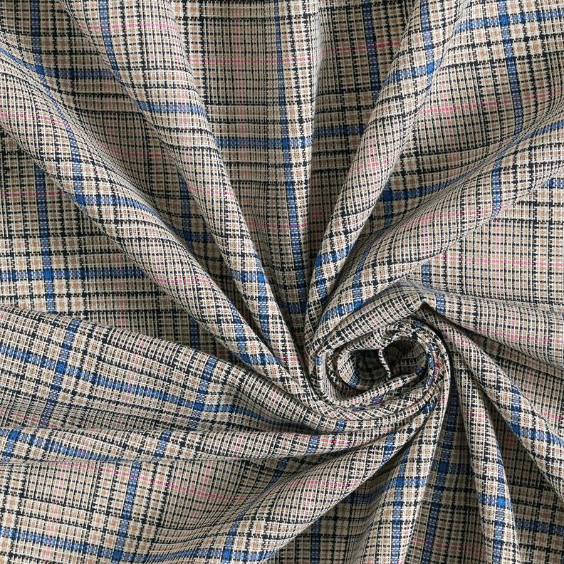 Cotton Blend fine check print – cashew/royal blue,  image number 3