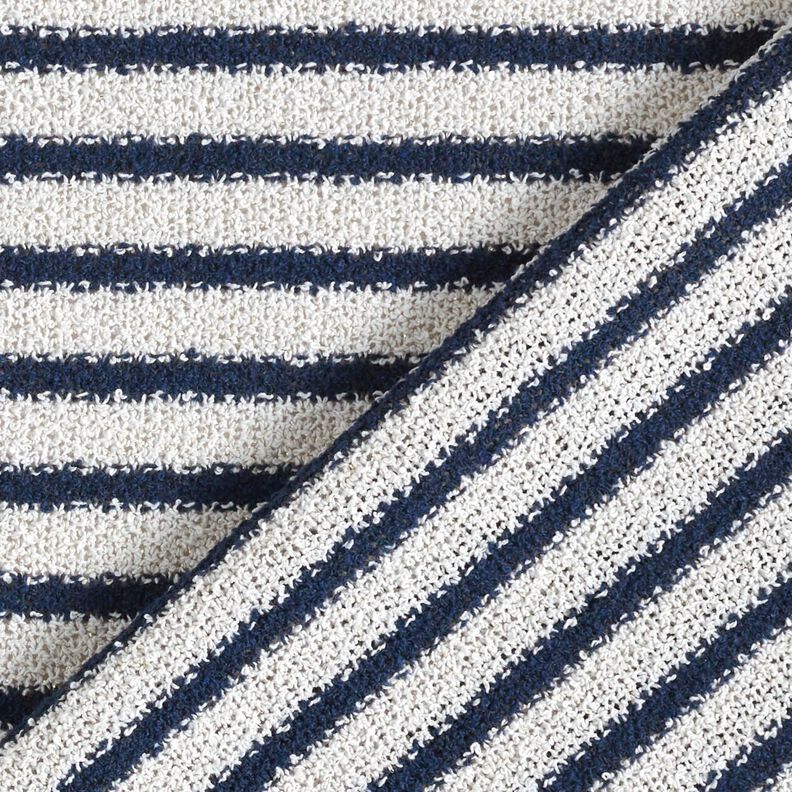 Knitted bouclé stripes and glitter – white/navy blue, image number 5