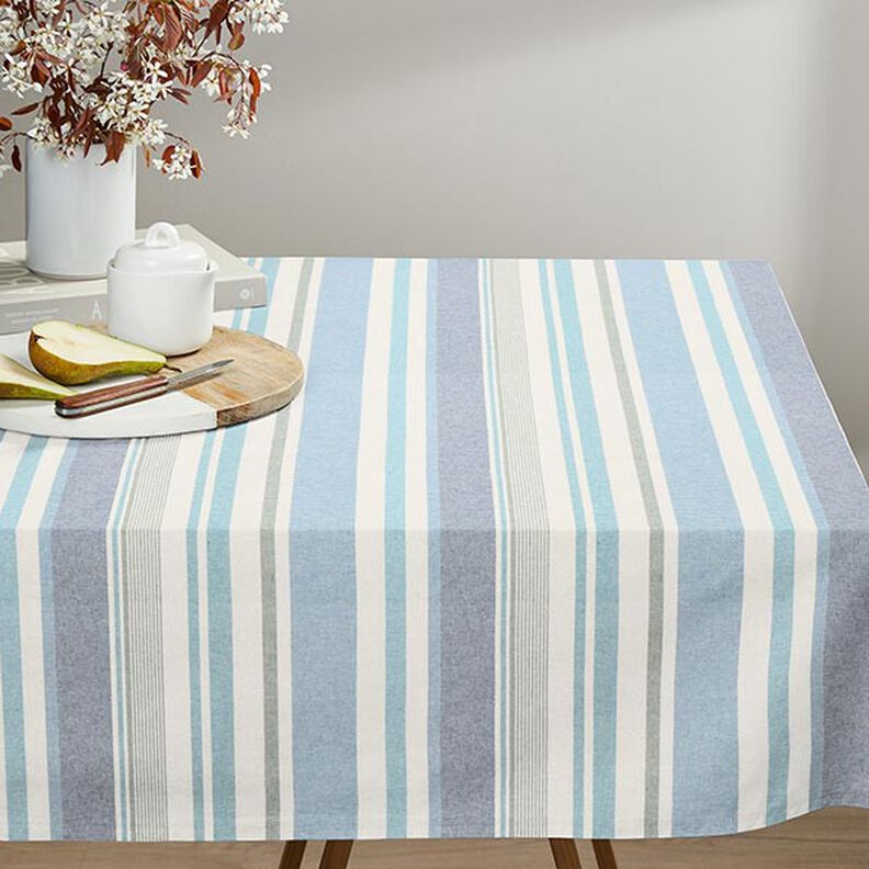 Decor Fabric Half Panama Colourful Stripe Mix Recycled – brilliant blue,  image number 7