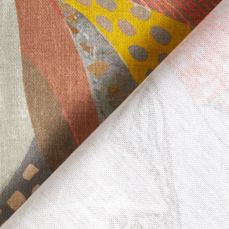 Decor Fabric Half Panama tropical leaves – mustard/terracotta, image number 4