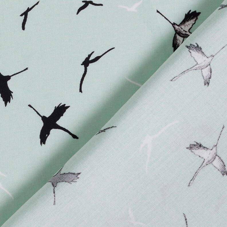 Cranes bamboo fabric – pale mint,  image number 4
