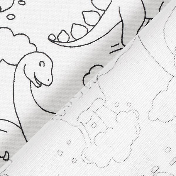Cotton Poplin Colouring Fabric dinosaurs – white/black,  image number 4