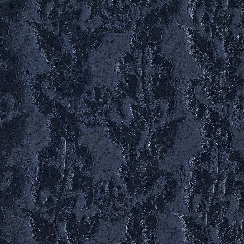 Garment Jacquard Brocade Flowers – navy blue,  image number 5