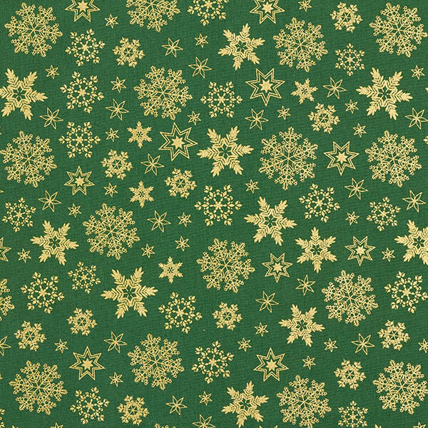 Cotton Poplin Snow Crystals – green/gold,  image number 1