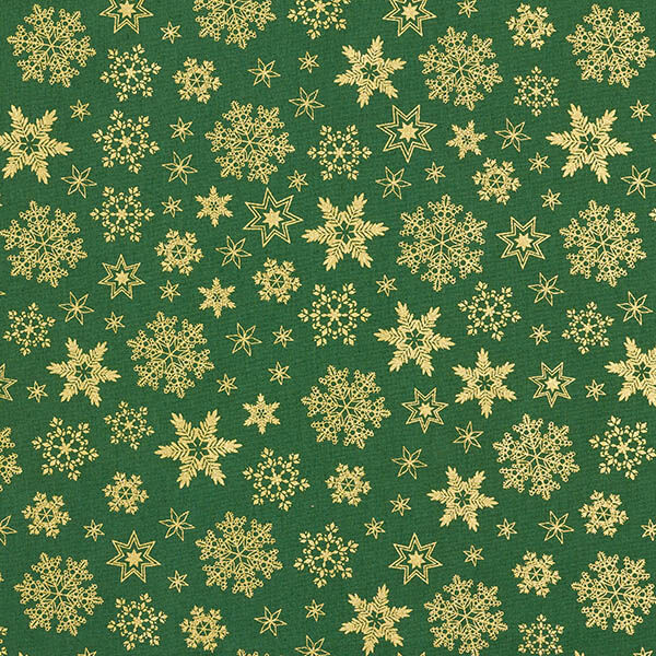 Cotton Poplin Snow Crystals – green/gold, image number 1