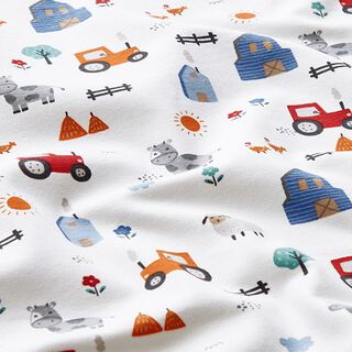 Cotton Jersey farmyard – white, 