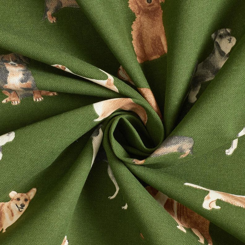 Decor Fabric Half Panama cute dogs – pine/brown,  image number 3