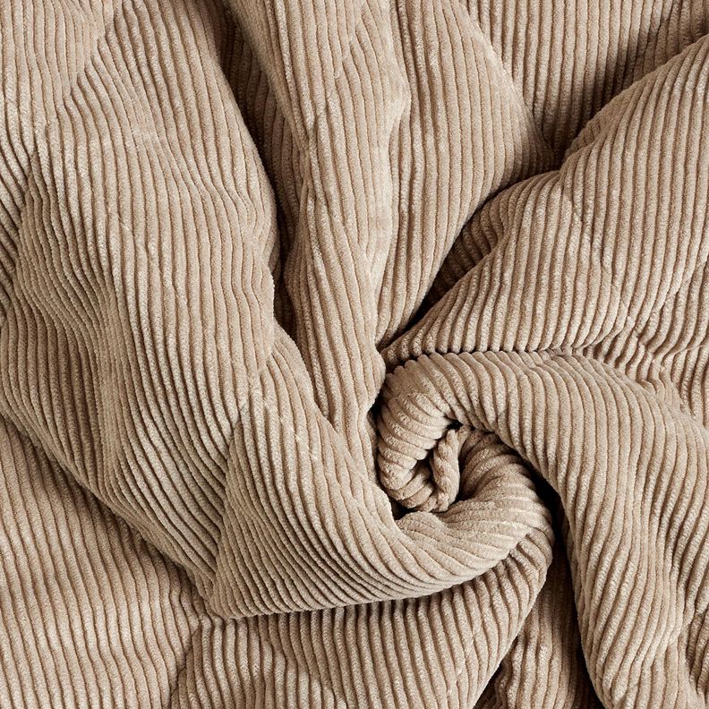 Quilted Fabric Corduroy with fur backing diamonds – taupe, image number 4