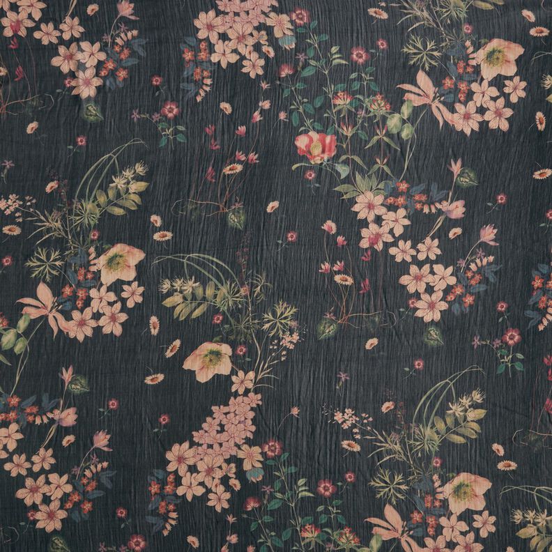 Chiffon flower meadow – black | Remnant 90cm,  image number 1