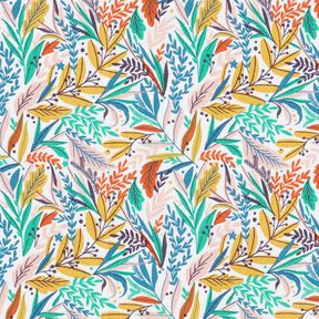 Cotton Cretonne fine leaves and branches – white/light pink, 
