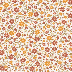 Cotton Poplin Autumn Flowers – white/burgundy, 