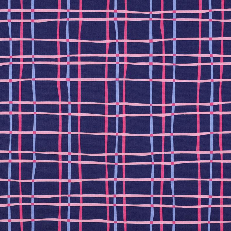 Cotton Poplin wavy check| Poppy Fabrics – indigo/pink,  image number 1