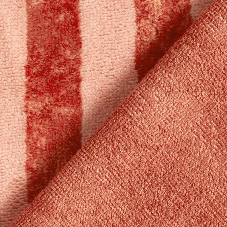 Towelling Fabric Bamboo Block Stripes – red/lobster, image number 5