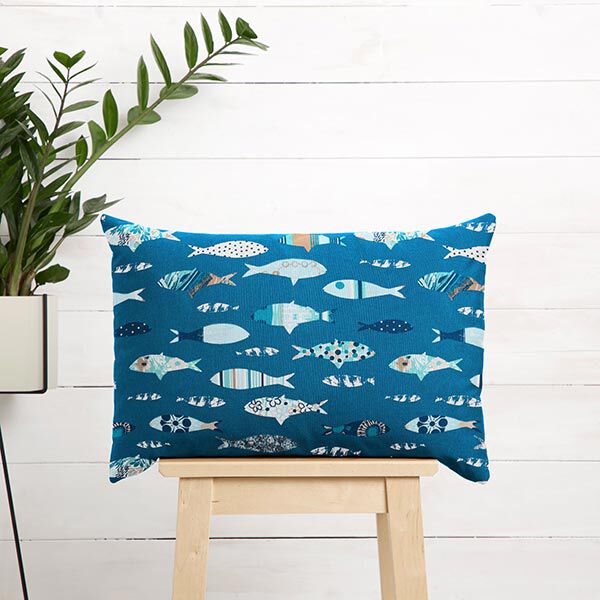 Cotton Cretonne abstract fish – blue,  image number 6