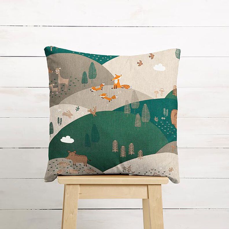Forest Animals Half Panama Decor Fabric – natural,  image number 3