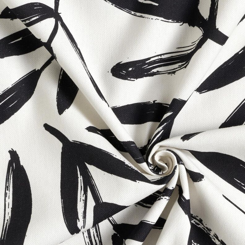 Decor Fabric Half Panama minimalist leaves – black/ivory, image number 3