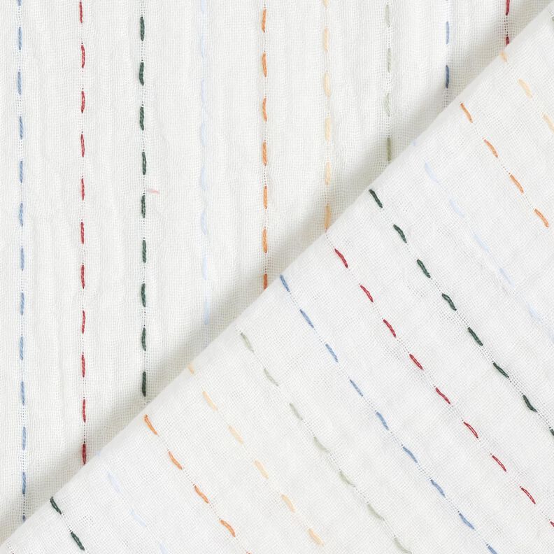 Double Gauze/Muslin colourful pinstripes – offwhite,  image number 4