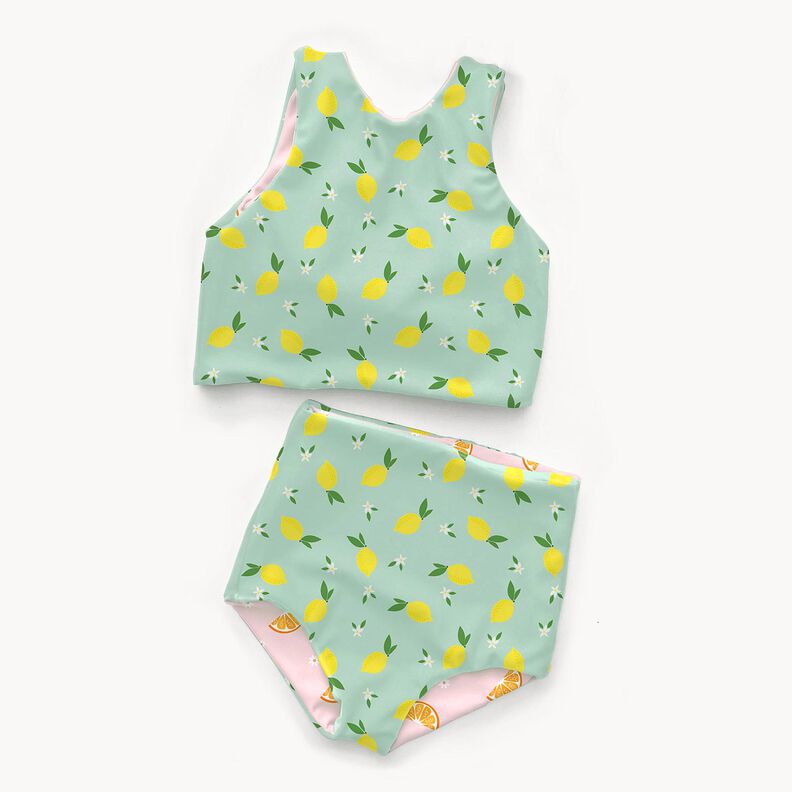 Swimsuit Fabric UPF50 lemons – pale mint/lemon yellow,  image number 5