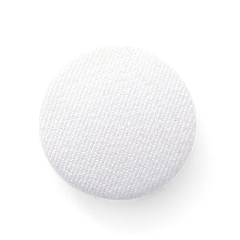 Covered button, Bi-Stretch Gabardine – white,  image number 1