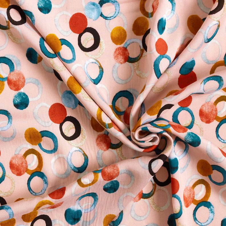 viscose fabric squiggles and dots – light pink/petrol,  image number 3