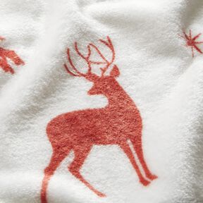 Cosy Fleece Deer in the snow – ivory/copper, 