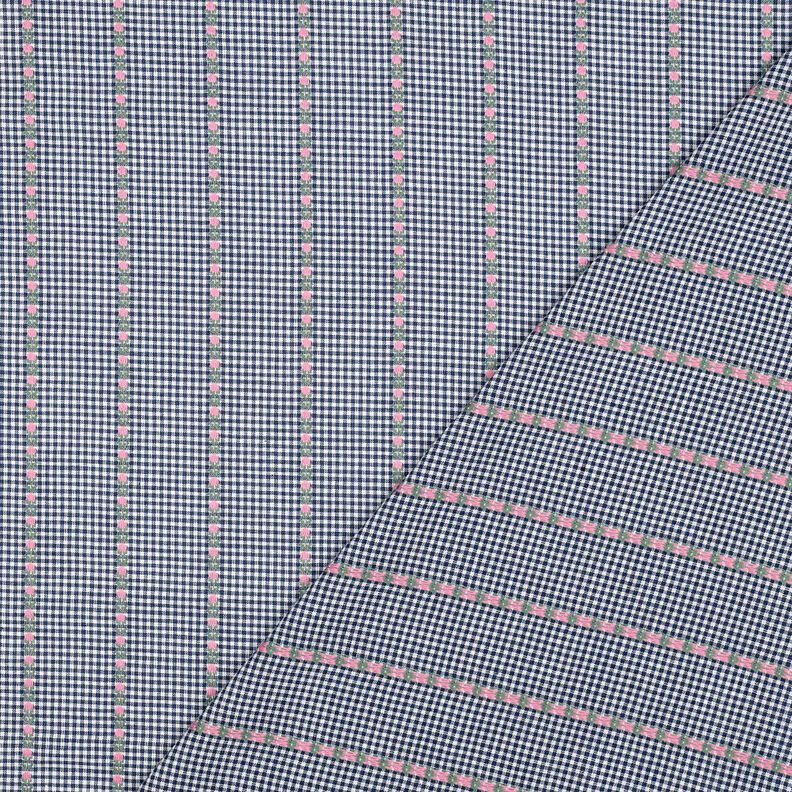 Cotton Jacquard Checks and flowers – ocean blue/white, image number 4