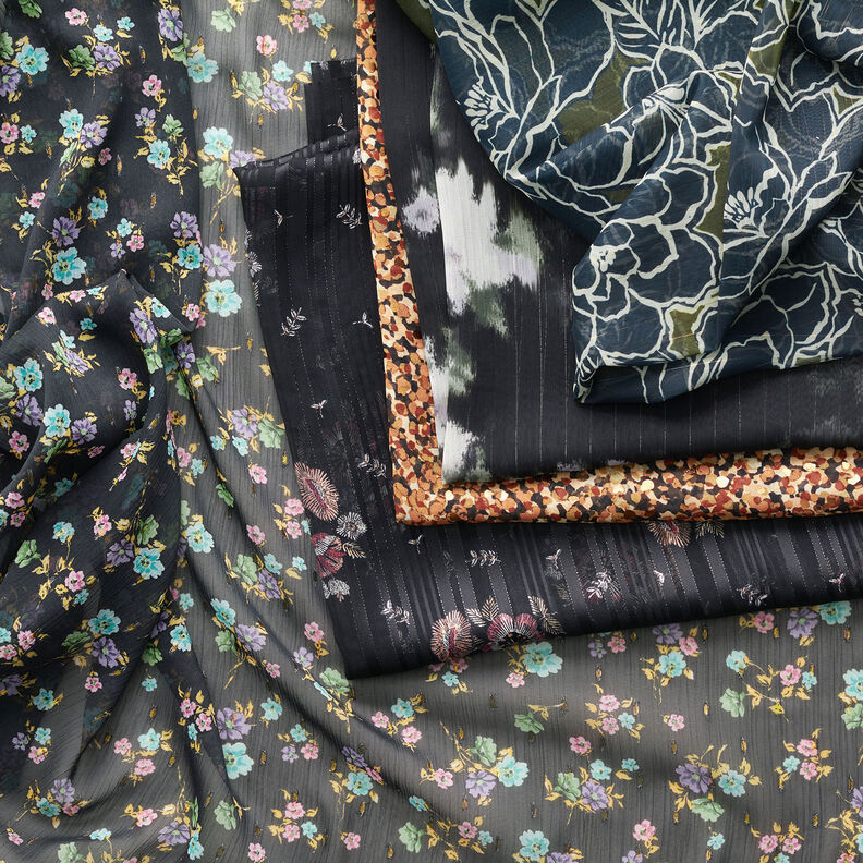 Crêpe chiffon spots and gold dots – brown/metallic gold,  image number 7