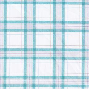 Tartan check cotton fabric – white/turquoise, 