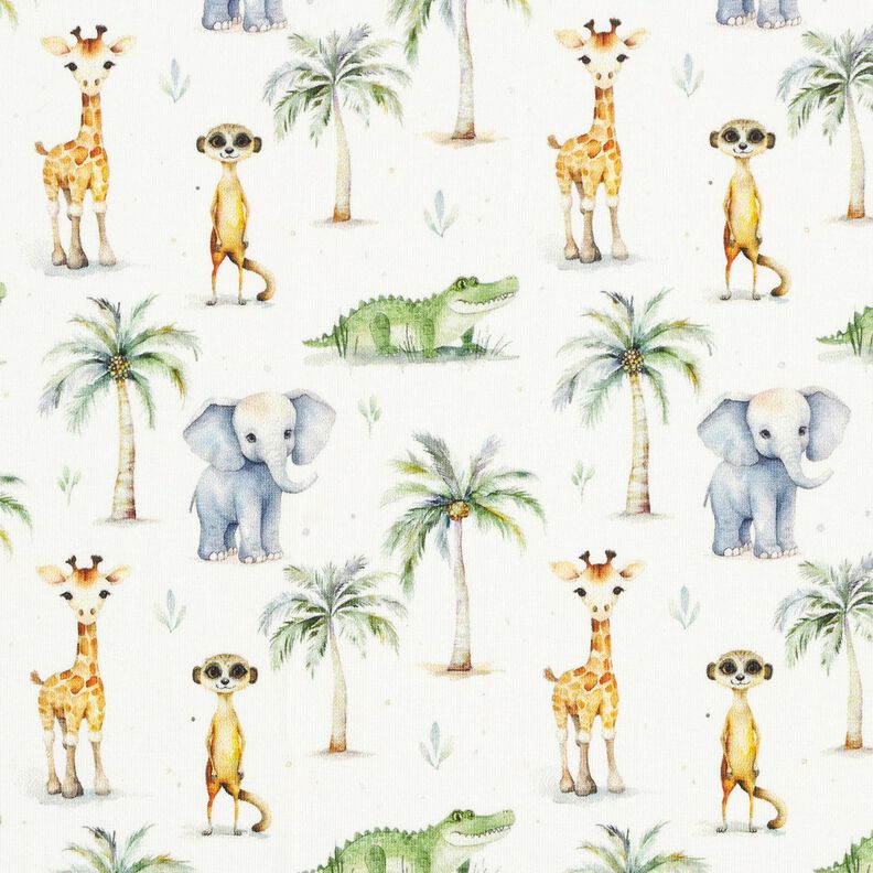 Cotton Jersey Baby Jungle Animals Digital Print – offwhite,  image number 1