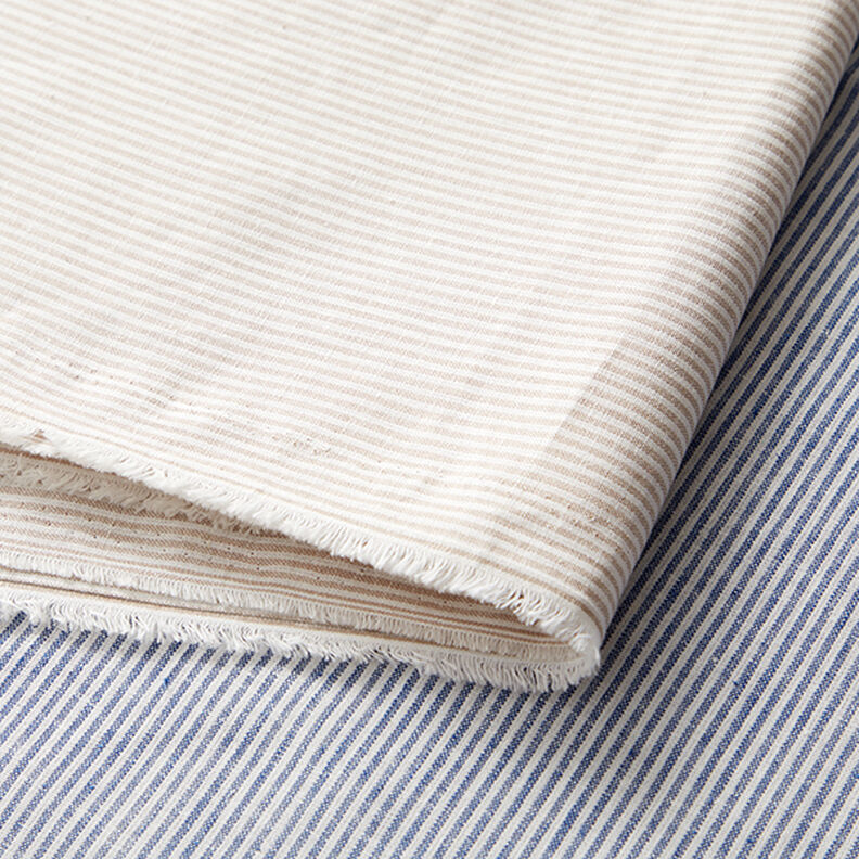 Linen Cotton Blend Narrow Stripes – denim blue/offwhite,  image number 5