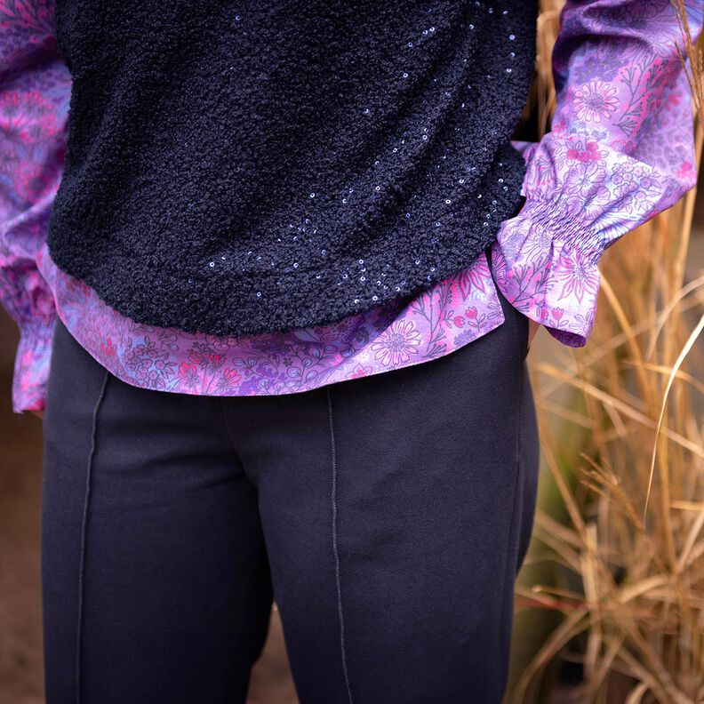 Knit Bouclé Sequins Plain | Poppy Fabrics – midnight blue, image number 8