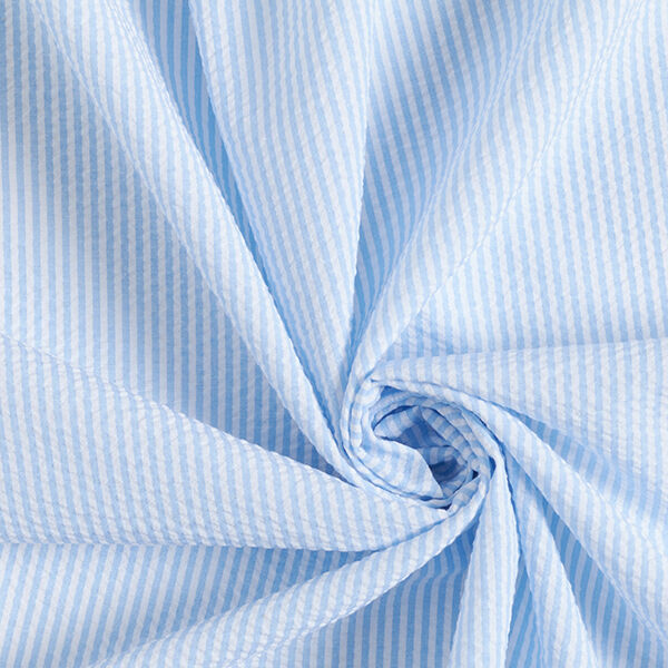 Seersucker Stripes Cotton Blend – light blue/offwhite,  image number 3