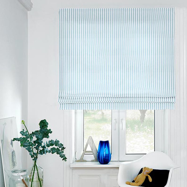 Decor Fabric Half Panama Vertical stripes – aqua blue/white,  image number 6
