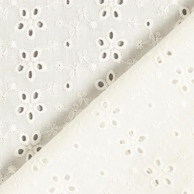 Cotton Batiste Broderie Anglaise rows of flowers – offwhite,  image number 4