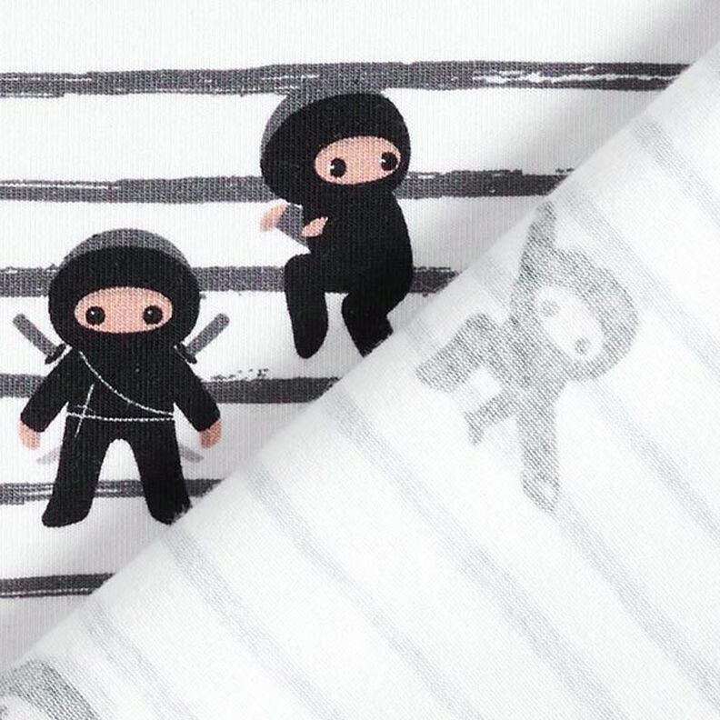 Cotton Jersey Stripe Ninjas  – white,  image number 4