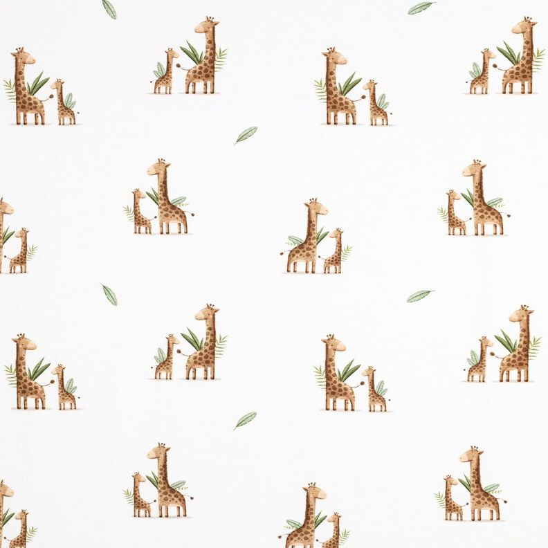 GOTS Cotton Jersey giraffe family Digital Print | Poppy Fabrics – white/light brown, image number 1