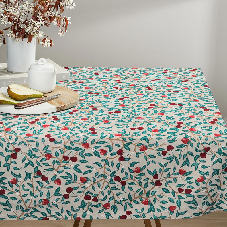 Decor Fabric Half Panama sweet fruits – natural/petrol,  image number 7