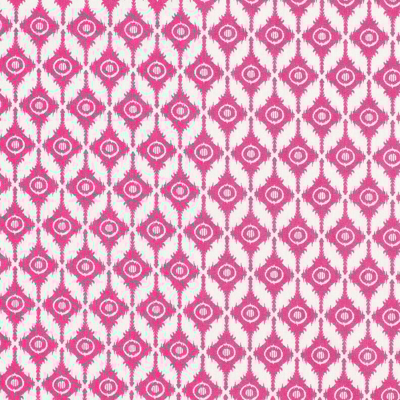 <h2>Cotton Voile with Abstract Diamonds, White/Pink &ndash; Lightweight & Printed</h2>,  image number 1