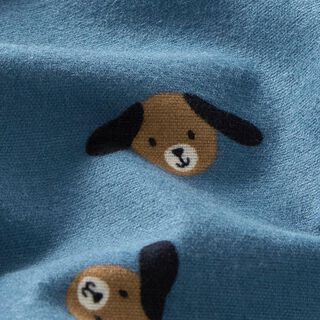 Cotton Flannel Dog Heads – denim blue, 