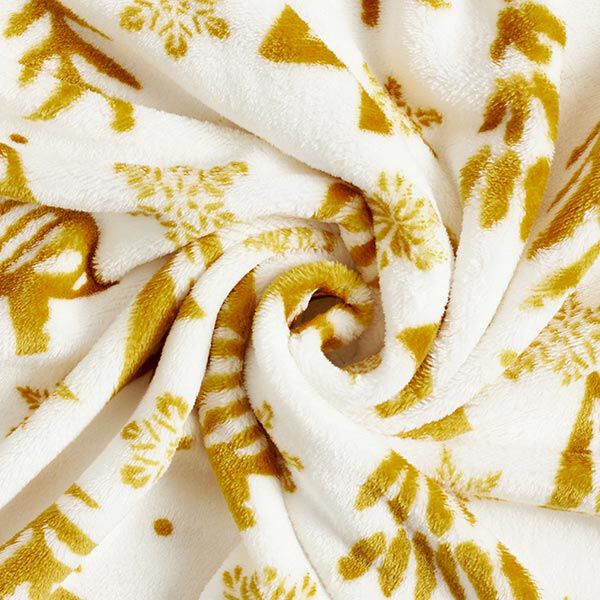 Cuddly fleece, Christmas – white/gold, image number 3