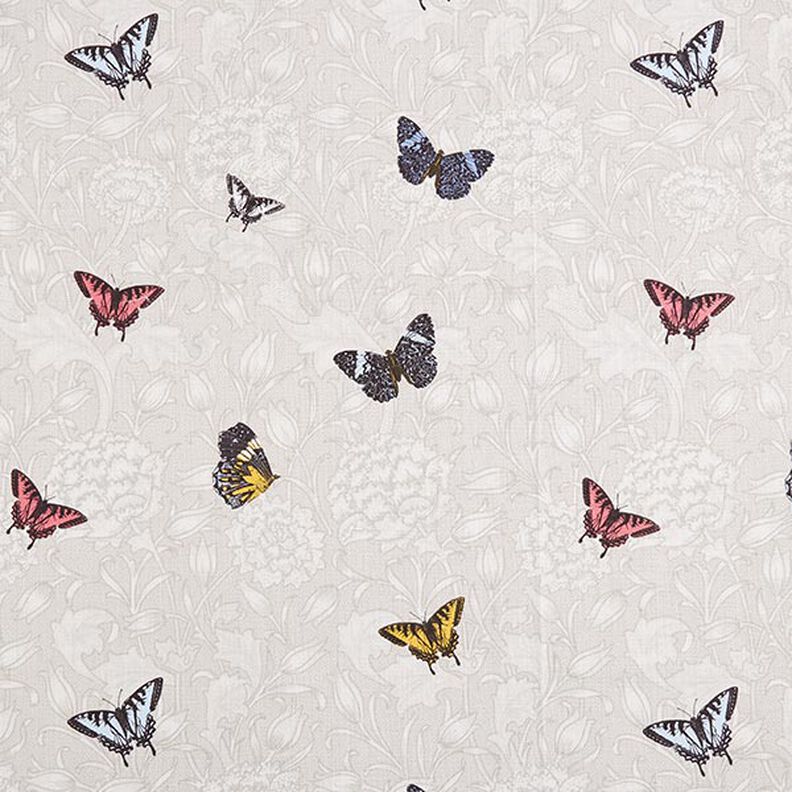 Decor Fabric Half Panama butterflies – light beige,  image number 1
