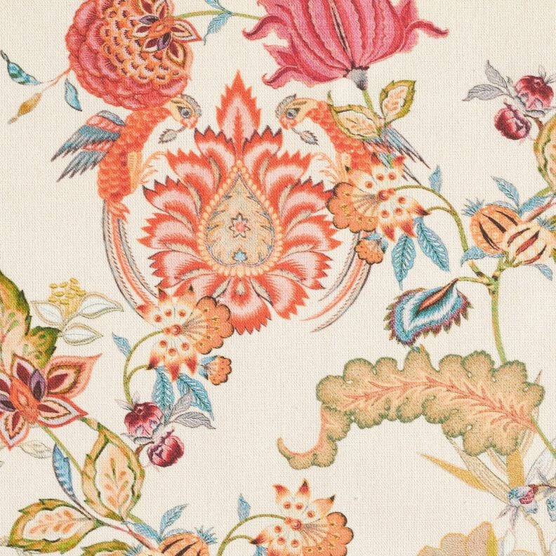 Decor Fabric Canvas abstract dahlias – cream/hollyhock, image number 5