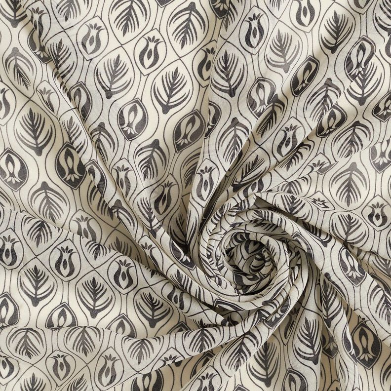 Chiffon Art Deco print – black/white,  image number 3