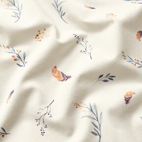 Cotton Jersey tendrils and feathers Digital Print – offwhite, 