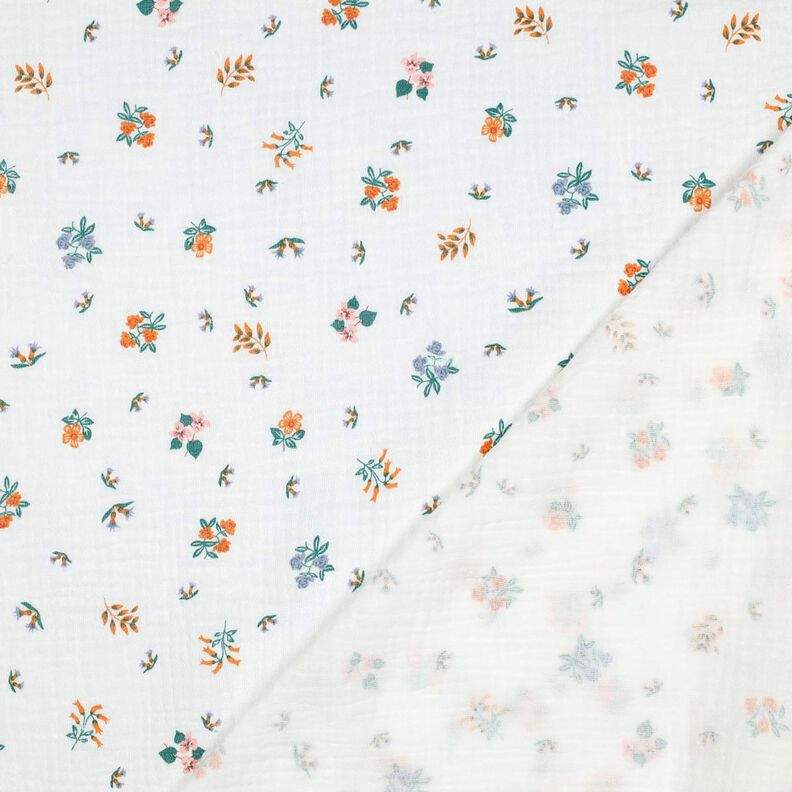Double Gauze/Muslin Little flowers | Poppy Fabrics – ivory/peach orange, image number 4