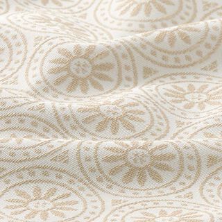 Outdoor fabric Jacquard Circle Ornaments – beige/offwhite, 