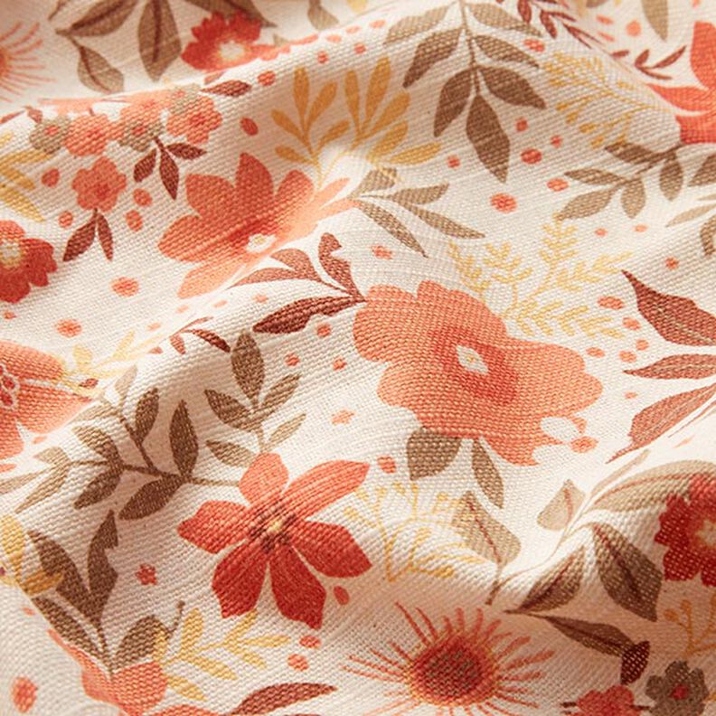 Decorative fabric, half Panama, Flower Meadow – coral/natural, image number 2