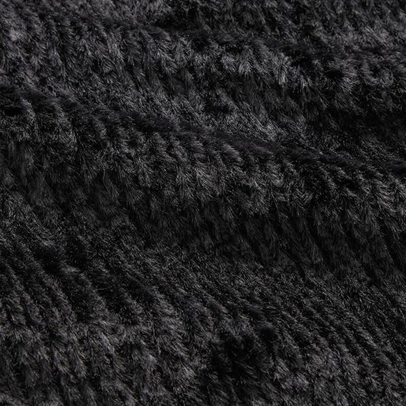 cable knit faux fur – black,  image number 2