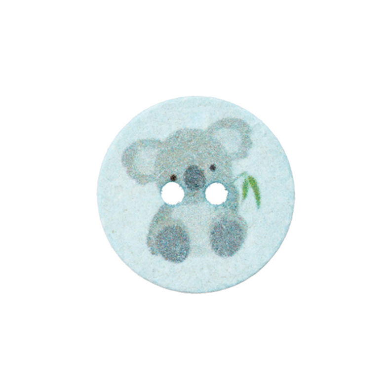 Polyester Button 2-Hole Recycling Koala [Ø18 mm] – baby blue,  image number 1